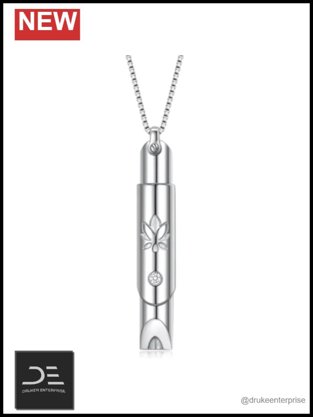 Ladytree Sterling Silver Breathing Pendant Necklace Anxiety Relief Lotus